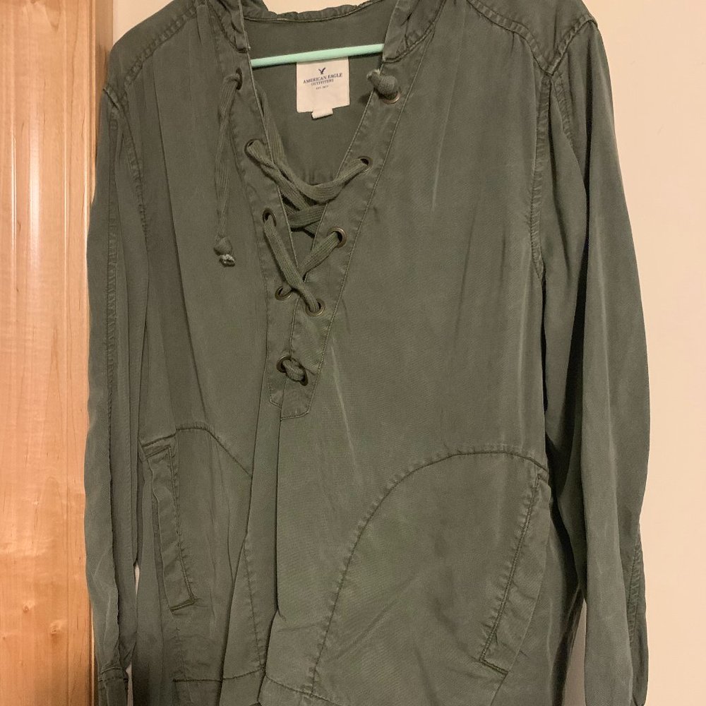 American Eagle Army Green Hooded Jacket